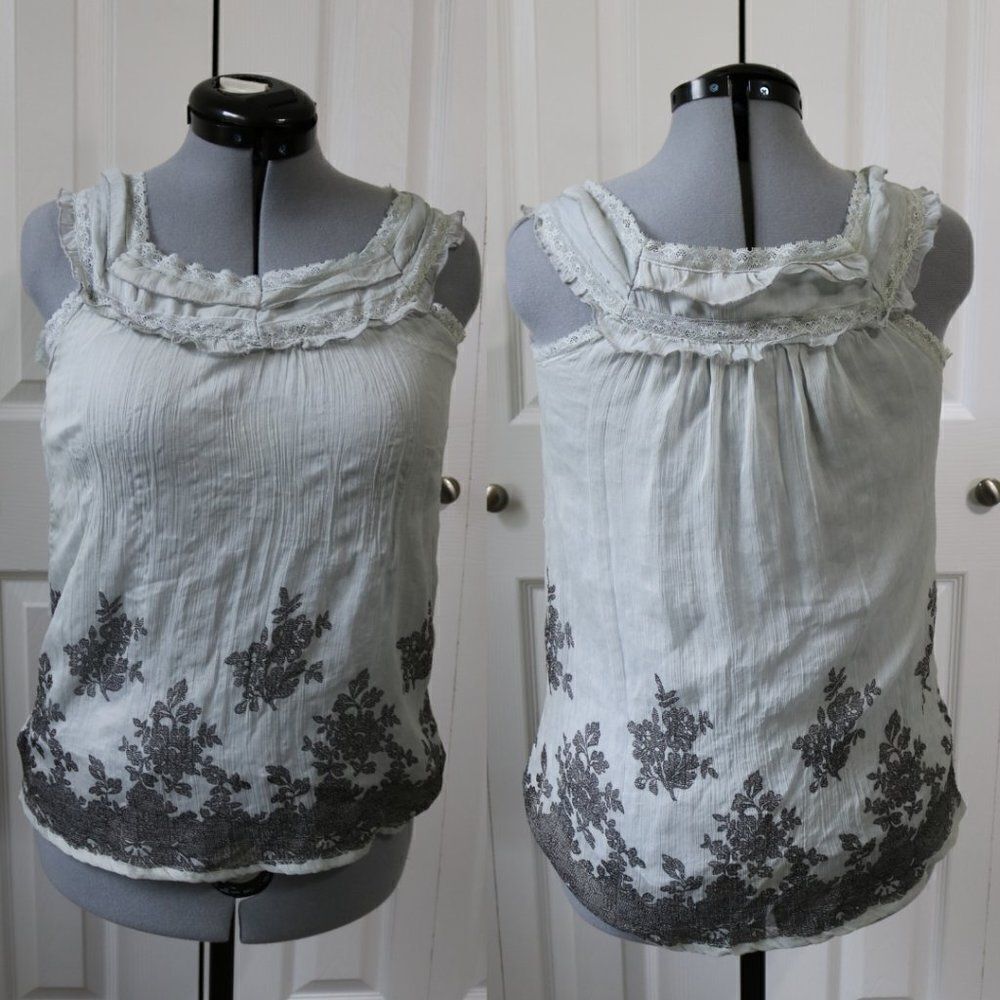 Daytrip Tank Top Sheer Lace Trim Fully Lined